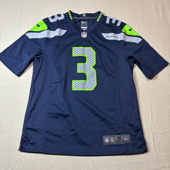Seattle Seahawks Jersey Nike Mens Medium Blue On Field Russell Wilson # 3 NFL - Picture 1 of 6